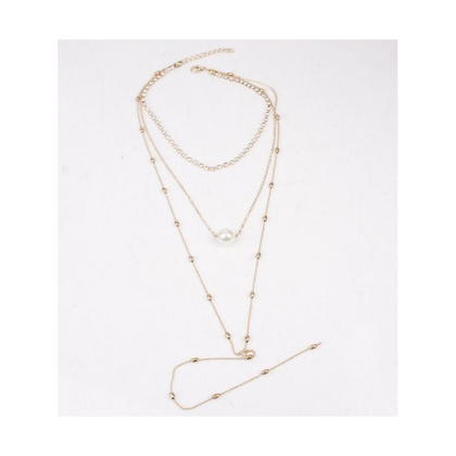 NASZYJNIK CHOKER TRZYCZĘŚCIOWY Z PEREŁKĄ I KRYSZTAŁKAMI N546