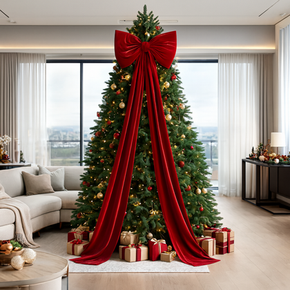 Czerwona kokarda XL, welurowa ozdoba świąteczna 40 x 200 cm WOZ56