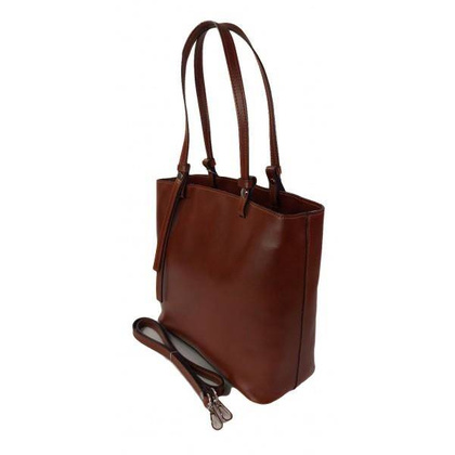 Torebka na ramię Vera Pelle ,Włoski skórzany kuferek format A4, Brązowa KM446M