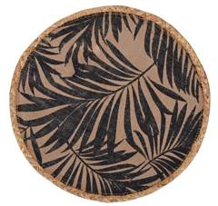 Podkładka okrągła w czarne liście z juty
