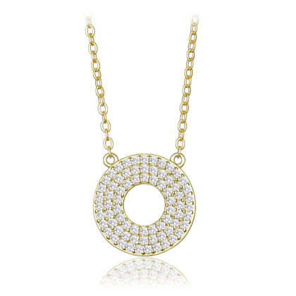 MINET Luksusowy pozłacany srebrny naszyjnik srebrny krąg z białymi cyrkoniami