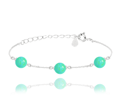 MINET Srebrna bransoletka z zielonymi opalami