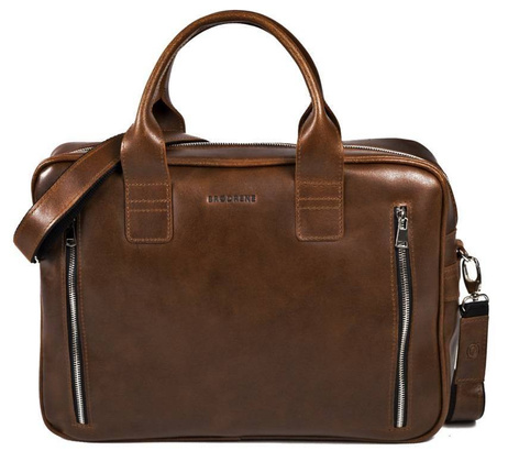 Skórzana torba na ramię na laptop BRØDRENE R02 jasny brąz Kolor wnętrza: Czarny - min. zamówienie 20 / 50 / 100 szt.