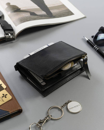 Skórzany portfel w stylu retro Rovicky Czarny