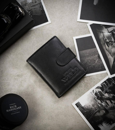 Elegancki, skórzany portfel męski na zatrzask