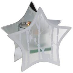 Szklany świecznik gwiazda na tealight z reniferem