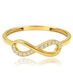 MINET Elegancki złoty pierścionek nieskończoność z białymi cyrkoniami Au 585/1000 rozm. 13 - 0,90g