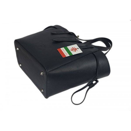 Pakowna włoska torebka skórzana na ramię mieści A4 ,Vera Pelle , Granatowa  BKL25BS