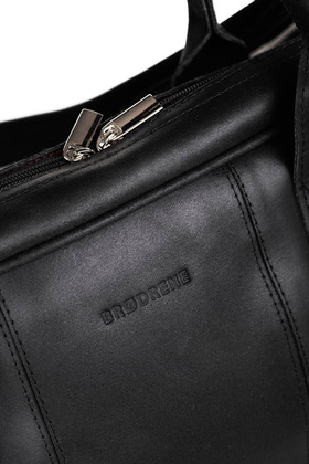 Czarna podróżna torba weekendowa ze skóry BRØDRENE BL10 Kolor wnętrza: Czarny - min. zamówienie 20 / 50 / 100 szt.