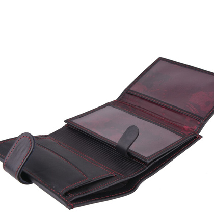 Portfel męski skórzany KEMER P4J LK Czarny / Czerwony - min. zamówienie 20 / 50 / 100 szt.