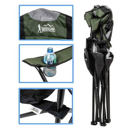 Krzesło turystyczne składane LUX 60x60x105cm zielono - czarne