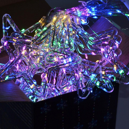 LAMPKI CHOINKOWE KURTYNA ŚWIETLNA 120x120 CM 235LED MULTIKOLOR GWIAZDKI