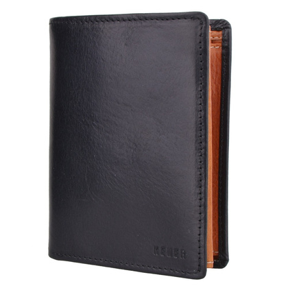 Portfel męski skórzany KEMER 012M/J Czarny / Jasny Brąz - min. zamówienie 20 / 50 / 100 szt.