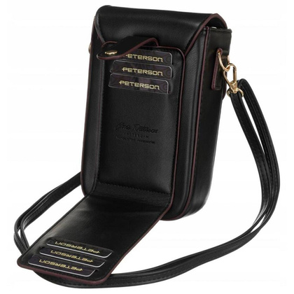 Mini torebka portfel ze skory ekologicznej z ozdobnym panelem