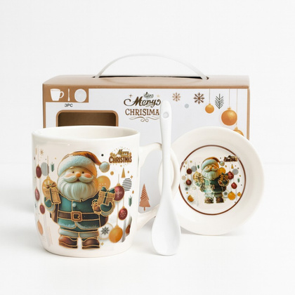 KUBEK ŚWIĄTECZNY - zestaw w pudełku z zaparzaczem i łyżeczką 350 ml KB34WZ3