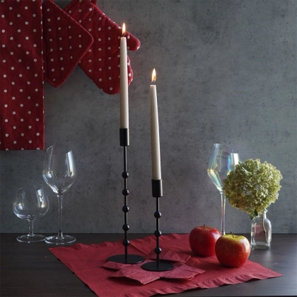 Świecznik na długą świeczkę metalowy czarny 30 cm