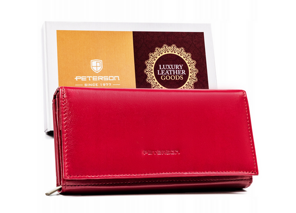 Duzy skorzany portfel damski na zatrzask