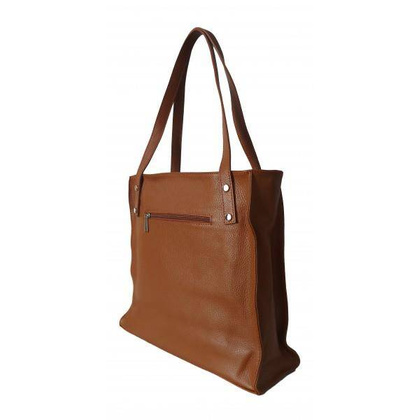 Skórzana Włoska torba na ramię Vera Pelle miękka , pojemna a4 Camel  WR365C