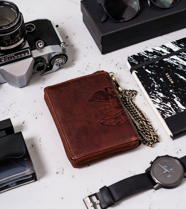 Skórzany portfel męski na zamek