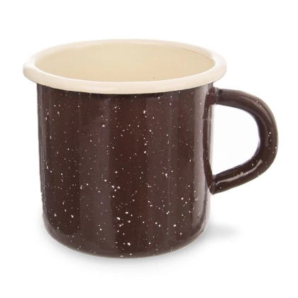 Kubek emaliowany garnuszek retro 0,4 l 8 cm brązowy