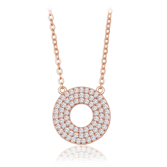 MINET Luksusowy rose gold srebrny naszyjnik srebrny krąg z białymi cyrkoniami
