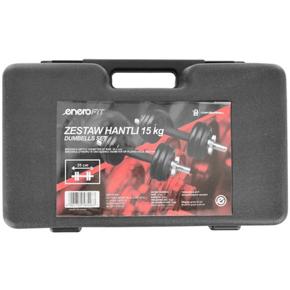 HANTLA ŻELIWNA 15 KG ( 2x7.5 KG ) WALIZKA ENERO FIT