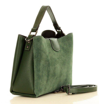 MARCO MAZZINI Elegancki kuferek skórzana listonoszka camera bag nubuk leather zielony - min. zamówienie 20 / 50 / 100 szt.