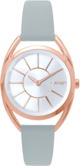 MINET Rose gold damski zegarek ICON PINK z szarym skórzanym paskiem