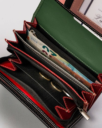 Duży portfel damski z bydlęcej skóry naturalnej