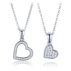 MINET Srebrny komplet naszyjników z sercem – matka i córka