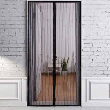 Siatka moskitiera magnetyczna z magnesem na drzwi owady komary czarna 212x100 cm