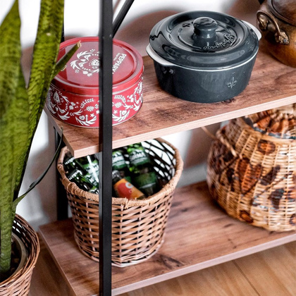 Regał z 5 półkami metalowy czarny MDF 72x25x170 cm