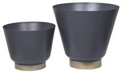 Kpl. 2 metalowych szarych kwietników ze złotą wstawką