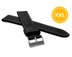 LAVVU XXL Szyty czarny pasek SPORT z luksusowej skóry Top Grain - 22 XXL