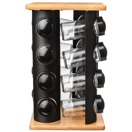 Stojak na przyprawy obrotowy półka przyprawnik pojemniki z dozownikiem 16 sztuk