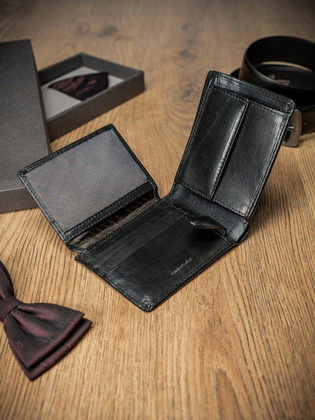Skórzany portfel męski w wersji poziomej z membraną rfid stop