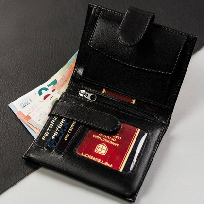 Portfel męski skórzany Peterson PTN 303Z-PR 2-1-1 czarny