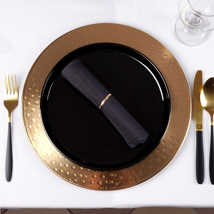 Talerz obiadowy płaski płytki porcelanowy czarny duży 24 cm