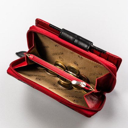 Skorzany portfel damski na zatrzask