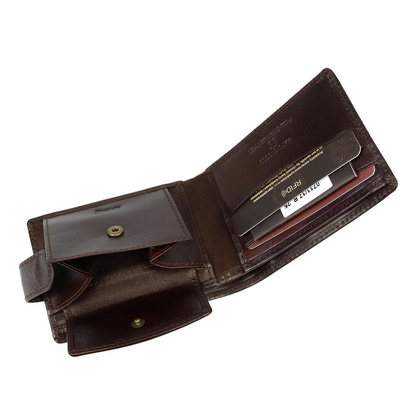 Portfel męski skórzany 0711/17-25 RFID ciemny brąz