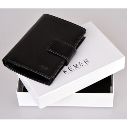 Portfel męski skórzany KEMER M 36 Czarny - min. zamówienie 20 / 50 / 100 szt.