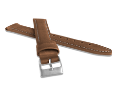 LAVVU Wyściełany brązowy szyty pasek CLASSIC z luksusowej skóry Top Grain - 20
