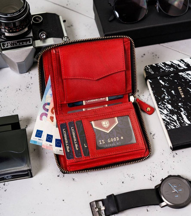 Duży, skórzany portfel męski na zamek