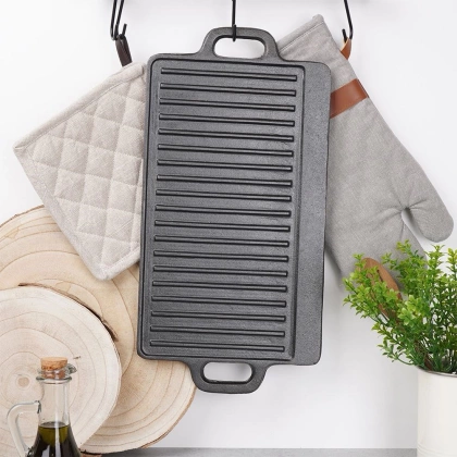 Płyta grillowa żeliwna patelnia dwustronna 45,5x23 cm