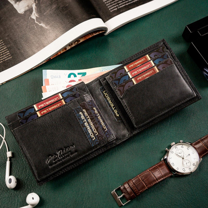 Składany portfel męski ze skóry naturalnej