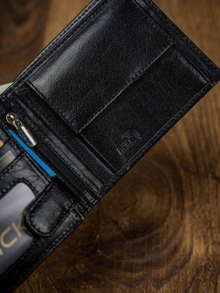Poziomy portfel męski dwukolorowy, skóra naturalna hq