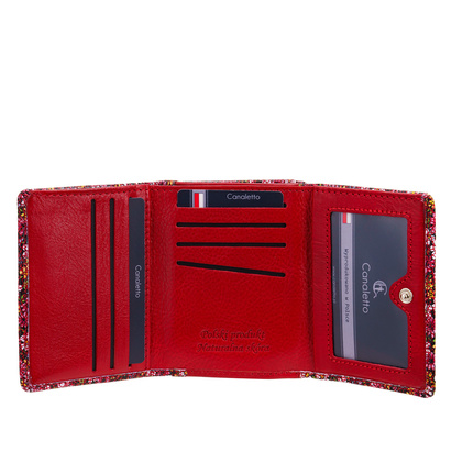 Mały czerwony portfel damski BajuBaj z kolorowej skóry naturalnej – styl i funkcjonalność PD2001s82