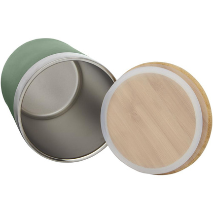 Lagan Miedziany kubek ze stali nierdzewnej o pojemności 300 ml, izolowany próżniowo, z bambusową pokrywką