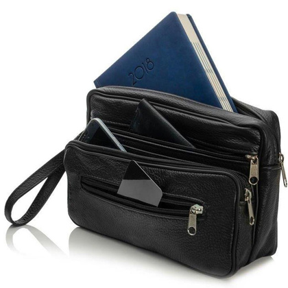 Saszetka skórzana KEMER SOLIER ML26 Czarna - min. zamówienie 20 / 50 / 100 szt.