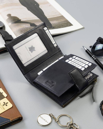 Skórzany portfel w stylu retro Rovicky Granatowy